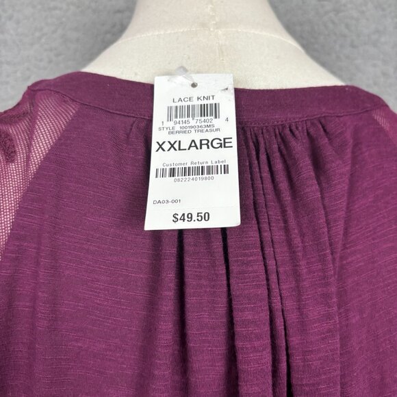 Style & Co Women's Lace-Trim Embroidered Top Berried Treasure 2XL NWT's. - Picture 7 of 11
